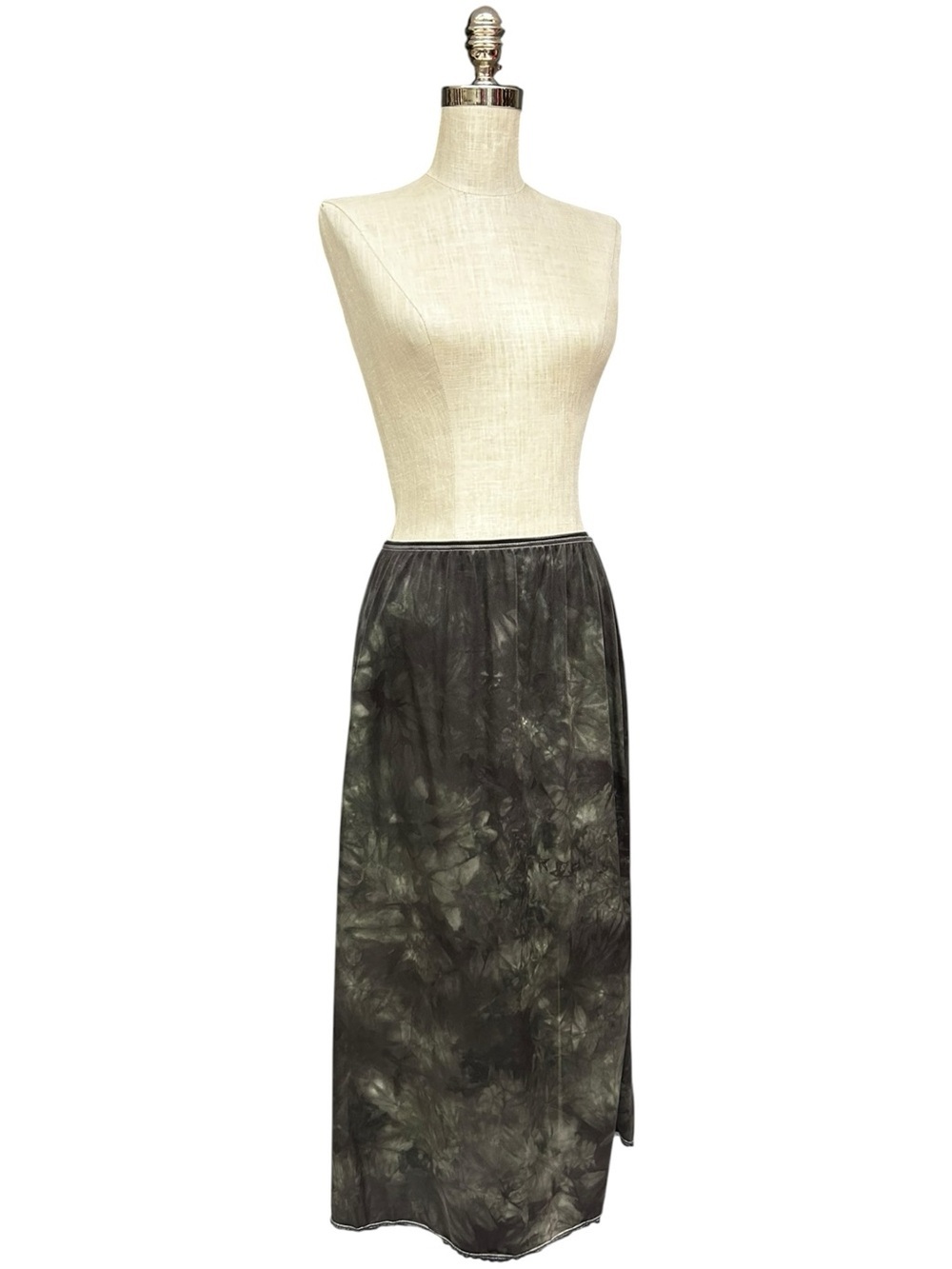Handmade Tie Dye Slip Skirt Gray Black Midi Skirt Size S/M Goth Dark Dyed Slip